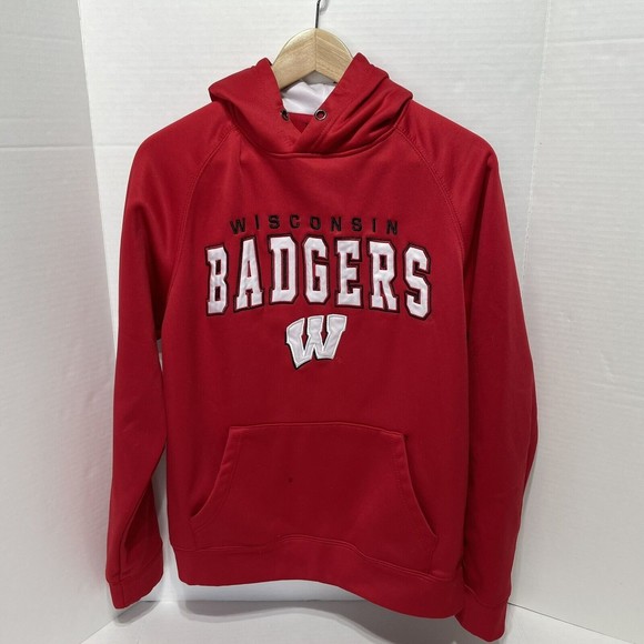 Wisconsin Badgers Hoodie Sweatshirt, Small, Red, Colosseum, Stitched - Picture 1 of 10